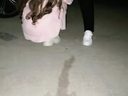 两个骚女深夜驾车户外 没穿内裤塞着跳蛋 蹲着野外尿尿